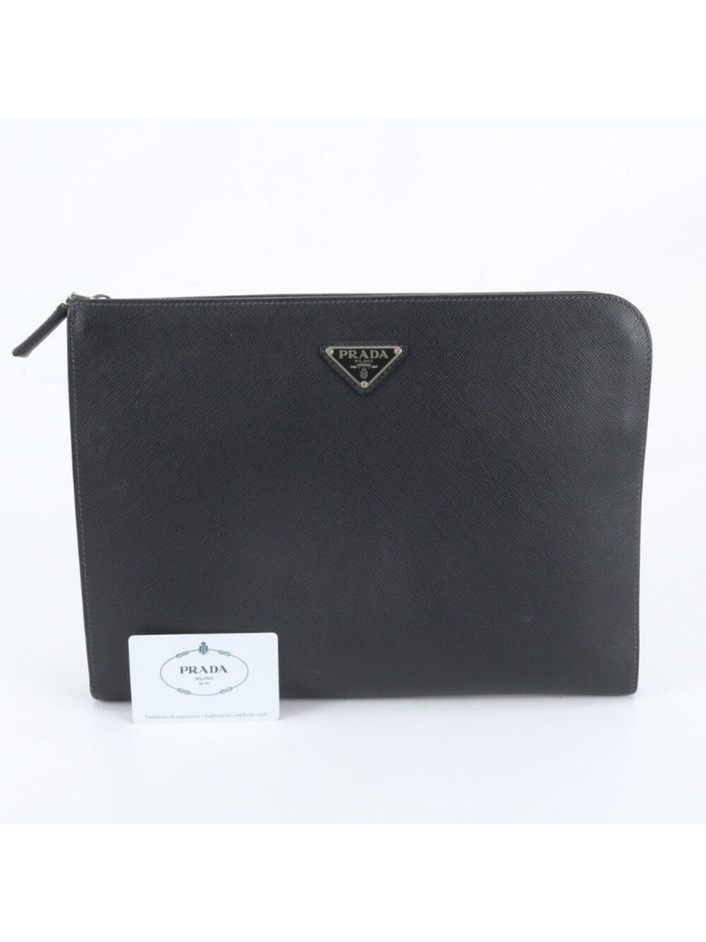 Prada Saffiano Leather Triangle Logo Second Bag